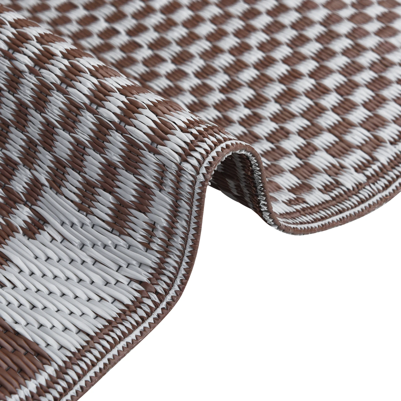 vidaXL Āra paklājs Ģeometriskais ARAKIL Brūna un balta 400 × 300 cm