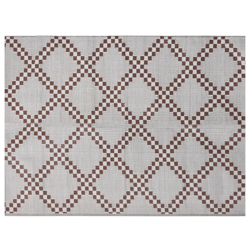 vidaXL Āra paklājs Ģeometriskais ARAKIL Brūna un balta 400 × 300 cm