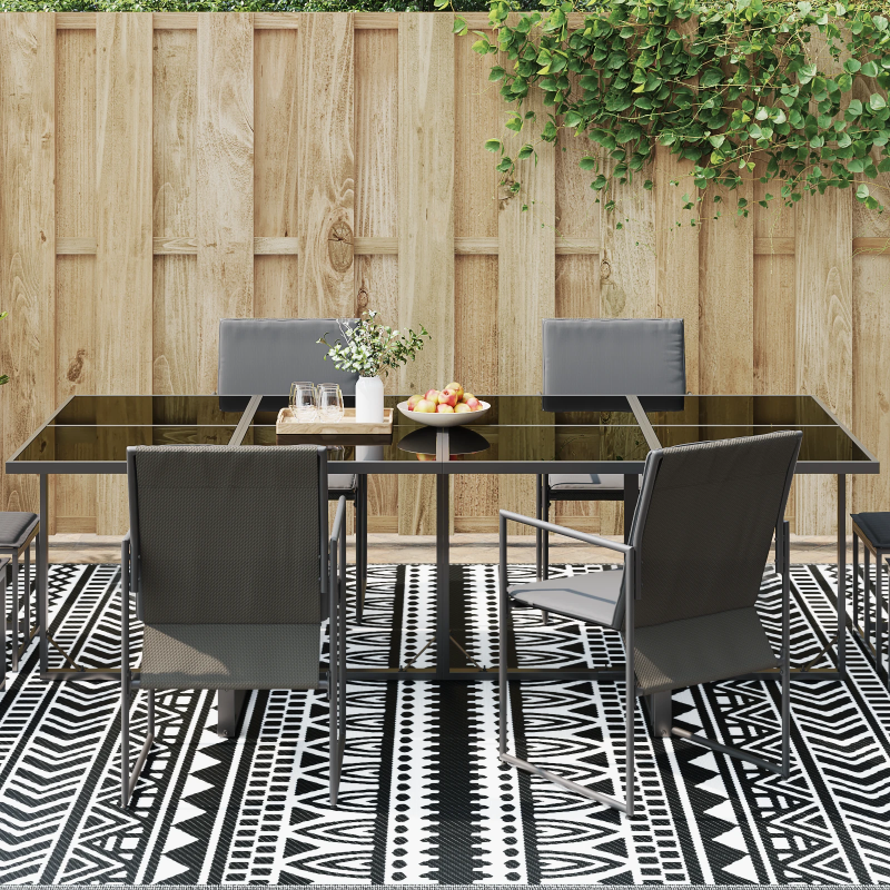 vidaXL Āra paklājs Ģeometriskais ARAKIL Melns un balts 400 × 300 cm