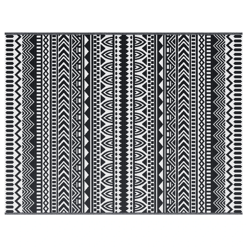 vidaXL Āra paklājs Ģeometriskais ARAKIL Melns un balts 400 × 300 cm
