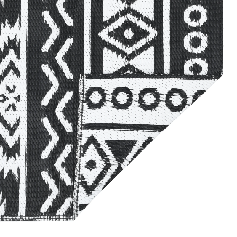 vidaXL Āra paklājs Ģeometriskais ARAKIL Melns un balts 400 × 300 cm