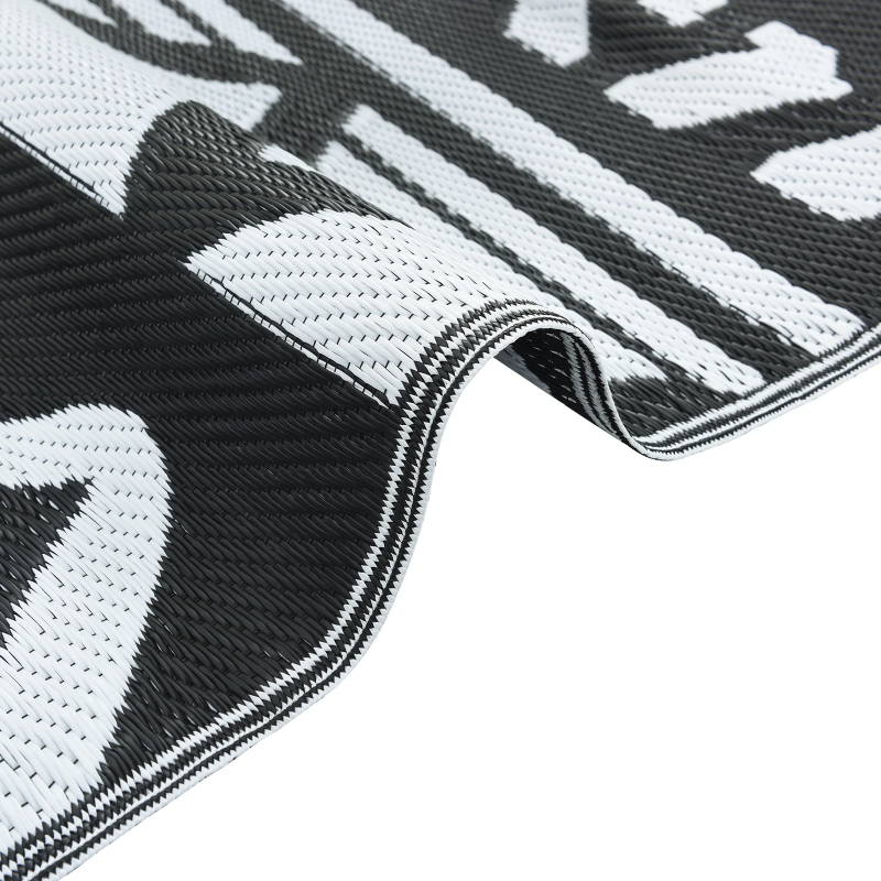 vidaXL Āra paklājs Ģeometriskais ARAKIL Melns un balts 400 × 300 cm