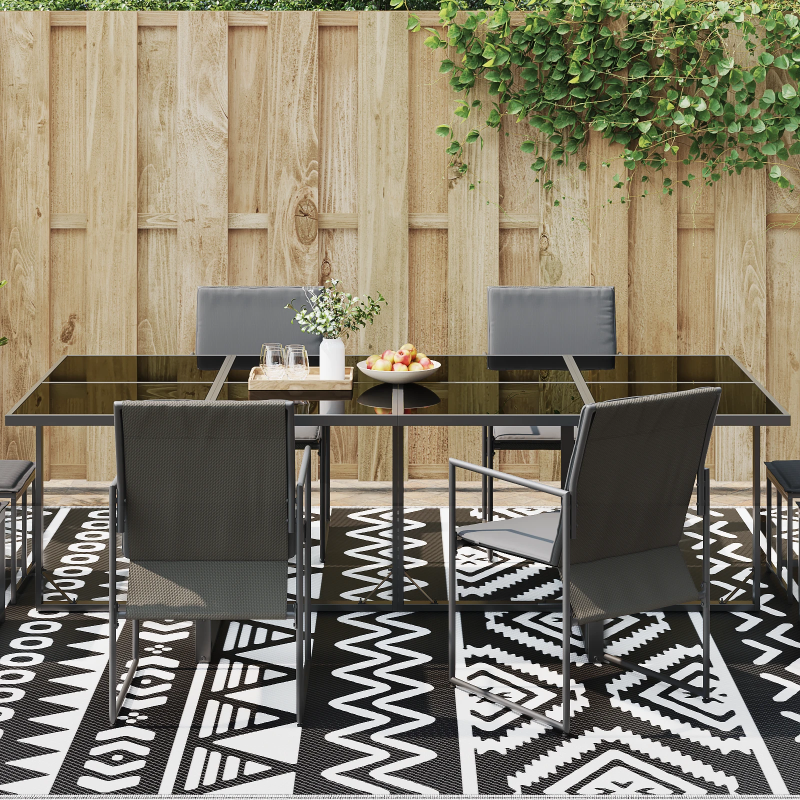 vidaXL Āra paklājs Ģeometriskais ARAKIL Melns un balts 400 × 300 cm