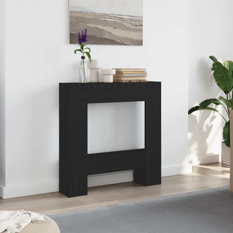 vidaXL Kamīna apkaime Black Oak 81x18x82 cm Engineered Wood