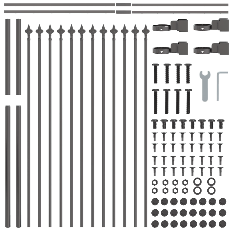 vidaXL Dārza žogs 2 pcs Pelēka 3,4 x 1,2 m Pulverkrāsots tērauds