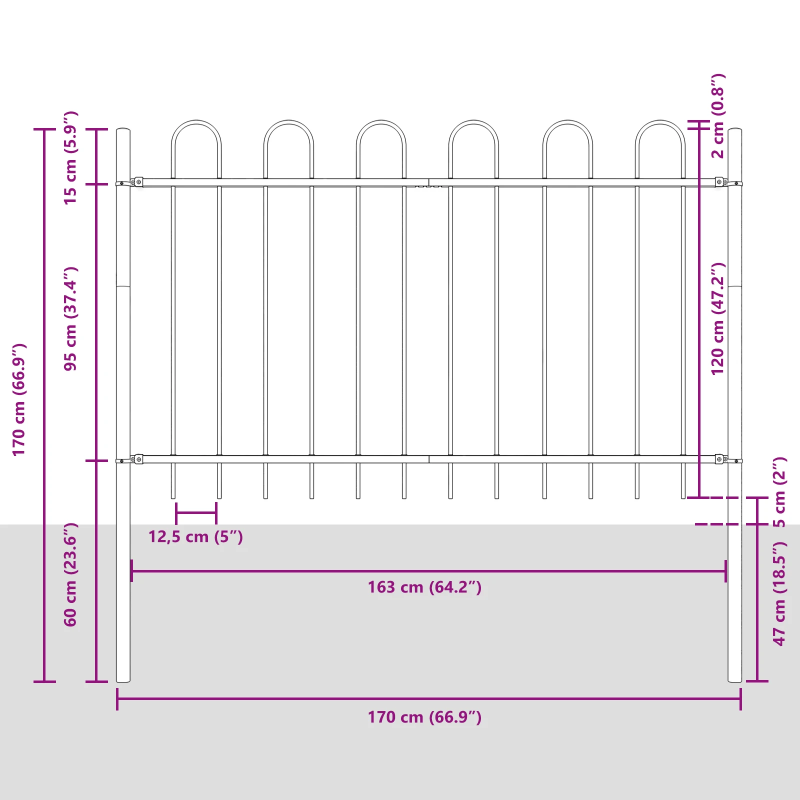 vidaXL Dārza žogs 2 pcs Pelēka 3,4 x 1,2 m Pulverkrāsots tērauds