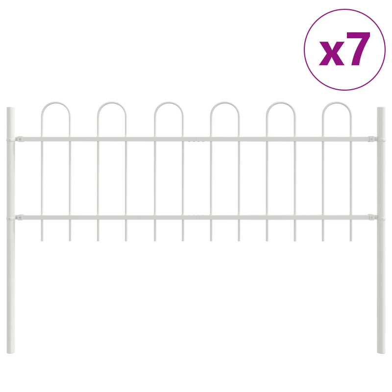 vidaXL Dārza žogs 7 pcs Balts 11,9 x 0,6 m Pulverkrāsots tērauds