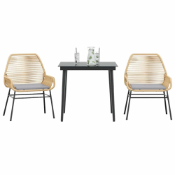 vidaXL 3-daļīgs dārza mēbeļu komplekts, matrači, brūna PE rotangpalma