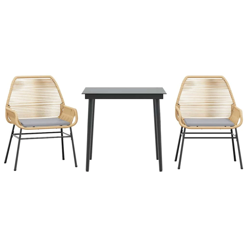 vidaXL 3-daļīgs dārza mēbeļu komplekts, matrači, brūna PE rotangpalma