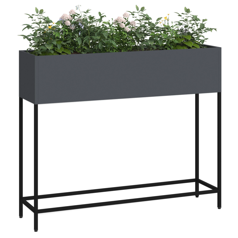 vidaXL Pacelts dārza stādītājs Antracīts 100 x 26 x 82 cm Tērauds