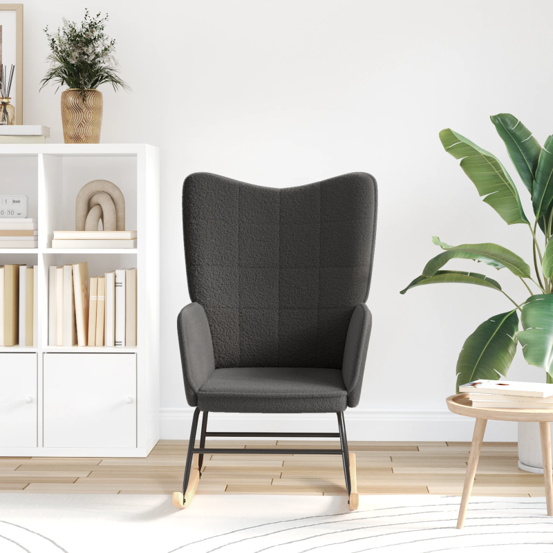 vidaXL Šūpuļkrēsls Tumši pelēks Šerpa Audums