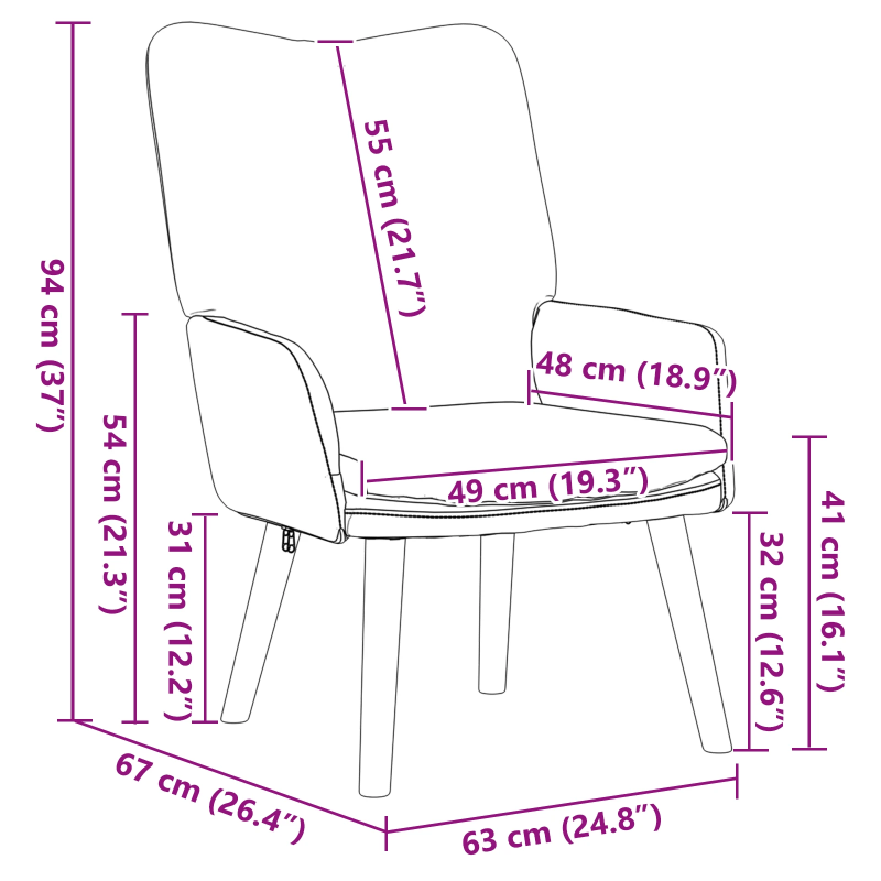 vidaXL atpūtas krēsls Tumši pelēks 63 x 67 x 94 cm audums