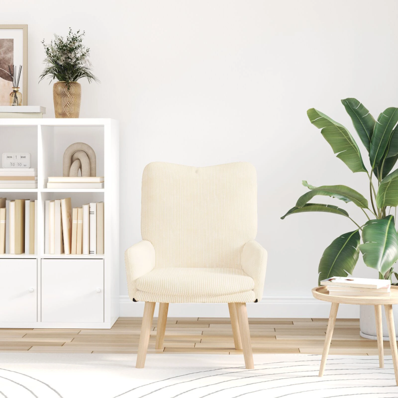 vidaXL atpūtas krēsls Krēmkrāsa 63 x 67 x 94 cm audums