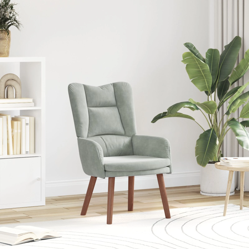 vidaXL atpūtas krēsls Gaiši pelēks 63 x 67 x 94 cm Samts