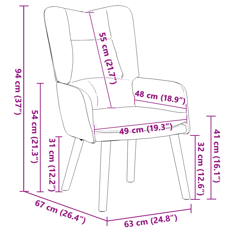 vidaXL atpūtas krēsls Tumši zaļš 63 x 67 x 94 cm Samts
