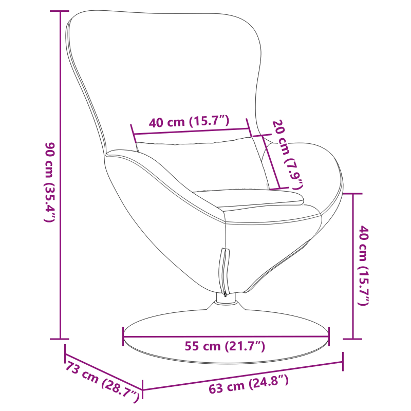 vidaXL Olu krēsls Tumši pelēks 63 x 73 x 90 cm audums