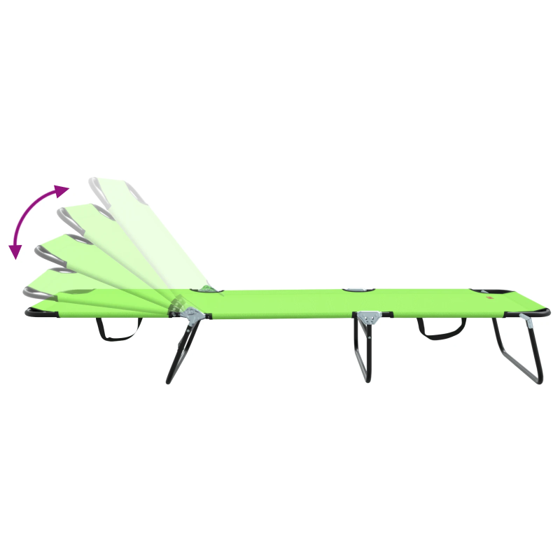 vidaXL Saliekamais sauļošanās krēsls 2 pcs Zaļa 188 x 57 x 86,5 cm