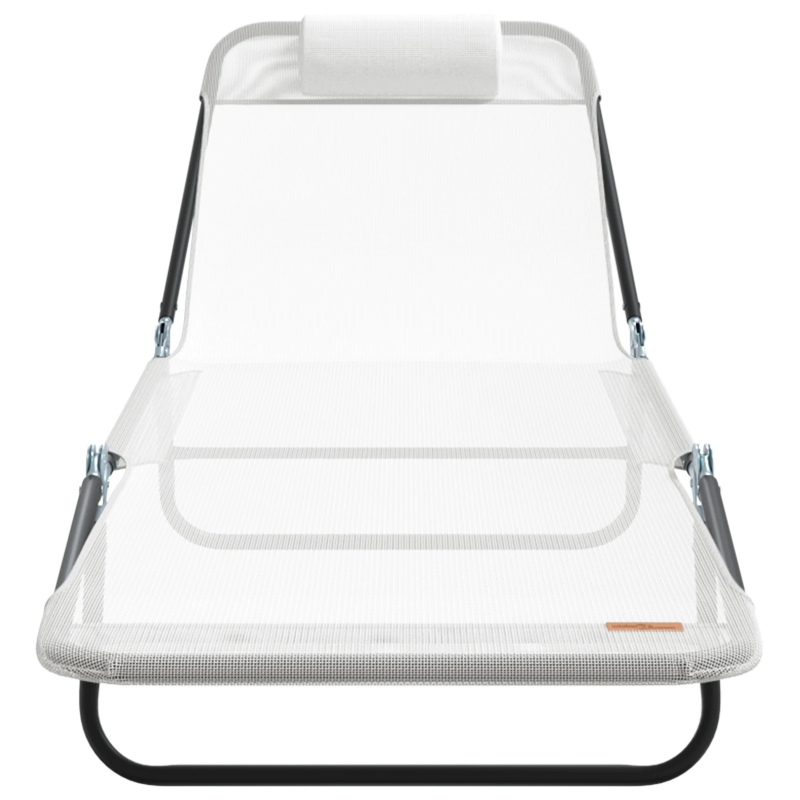 vidaXL Saliekamais sauļošanās krēsls Krēmkrāsa 182 x 55 x 85,5 cm