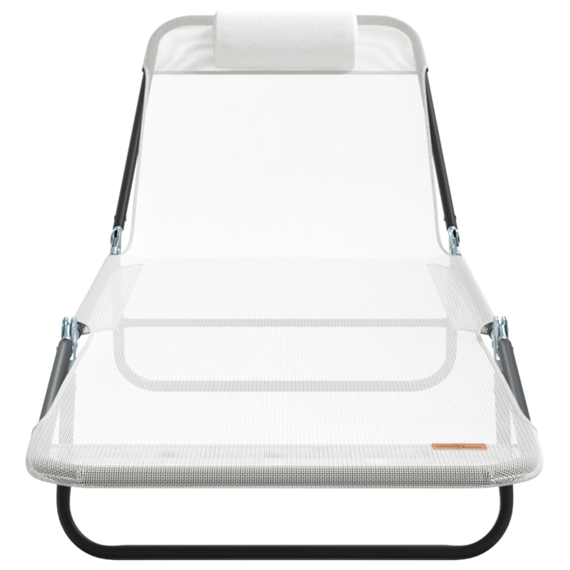 vidaXL Saliekamais sauļošanās krēsls Krēmkrāsa 182 x 55 x 85,5 cm