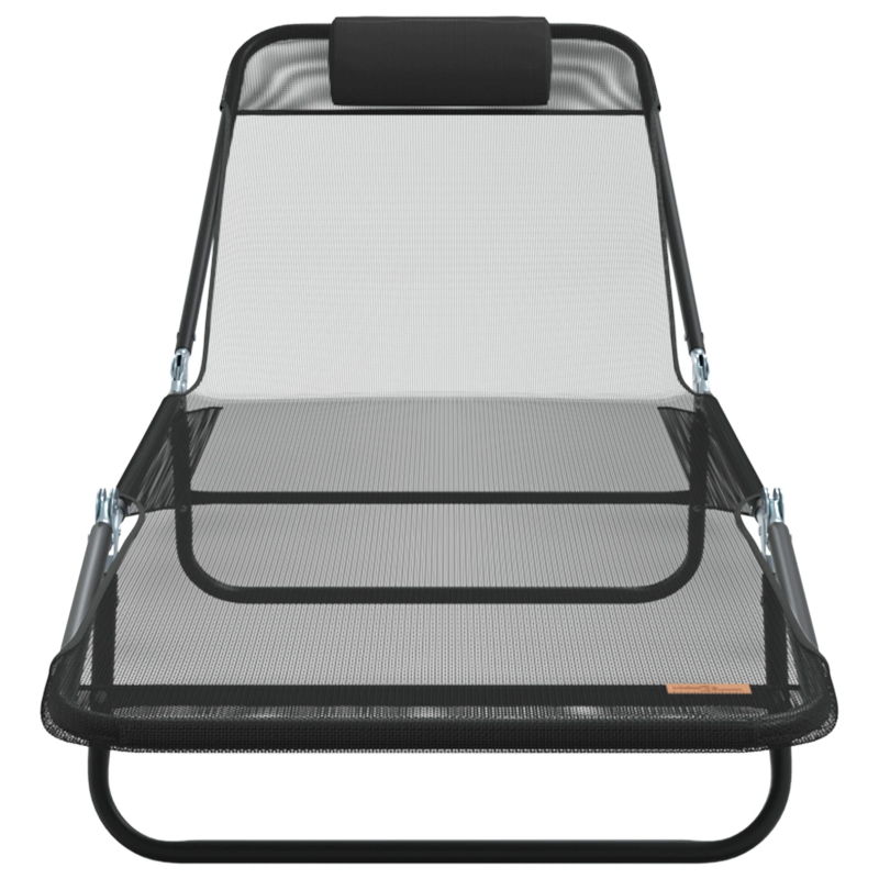 vidaXL Saliekamais sauļošanās krēsls Melna 182 x 55 x 85,5 cm