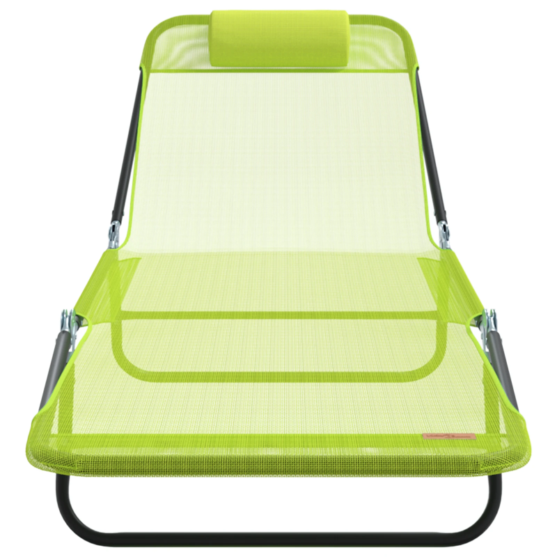 vidaXL Saliekamais sauļošanās krēsls 2 pcs Zaļa 182 x 55 x 85,5 cm