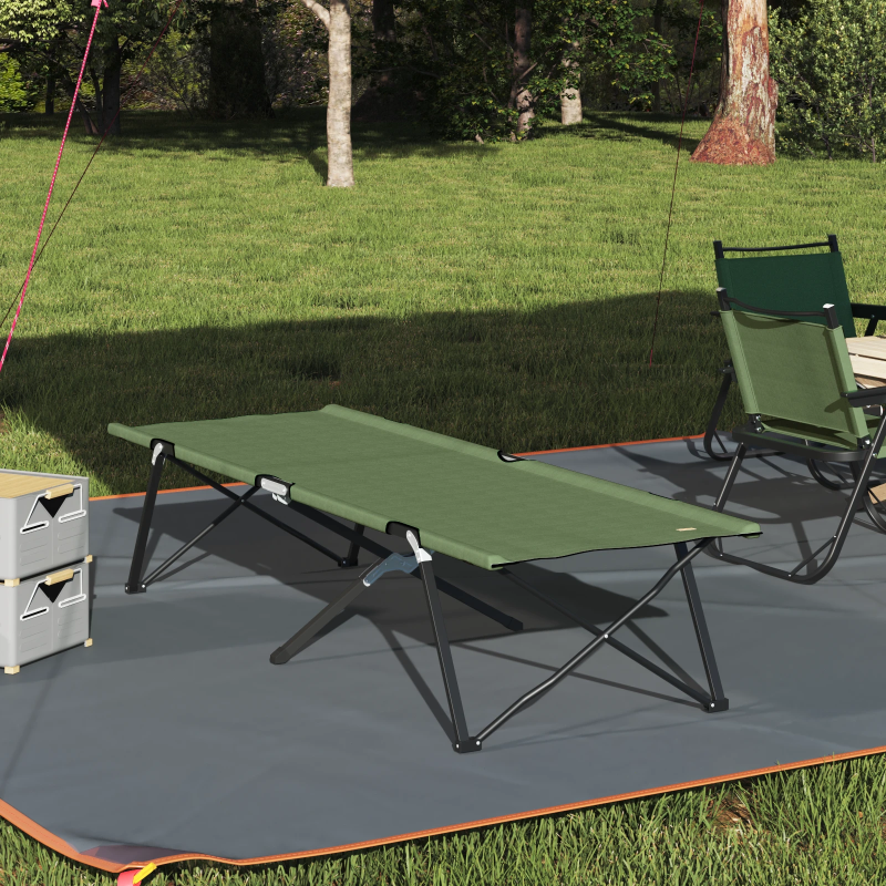 vidaXL Salokāma kempinga gulta Zaļa 206 x 76 x 74 cm