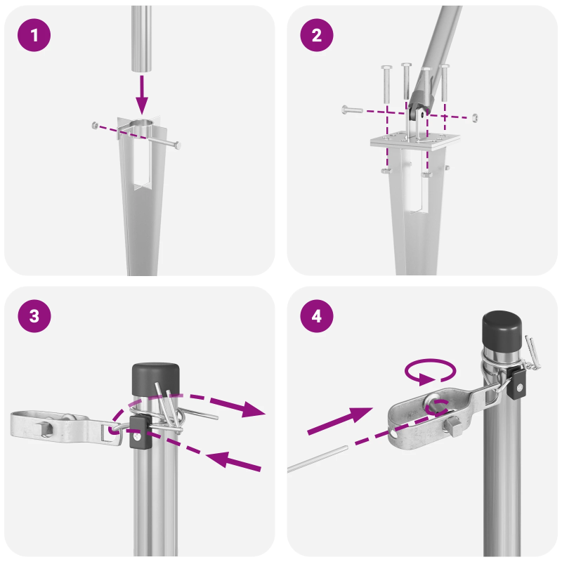 vidaXL Žoga āķis 7 pcs Sudraba Tērauds