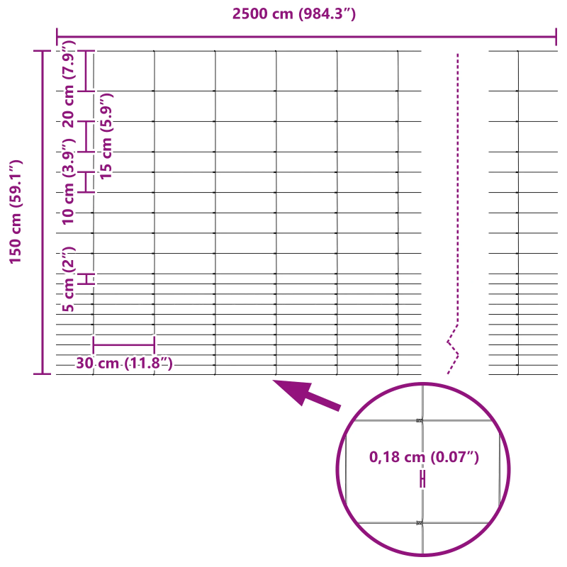 vidaXL Lauku žogs Sudraba 25 x 1,6 m Cinkots tērauds