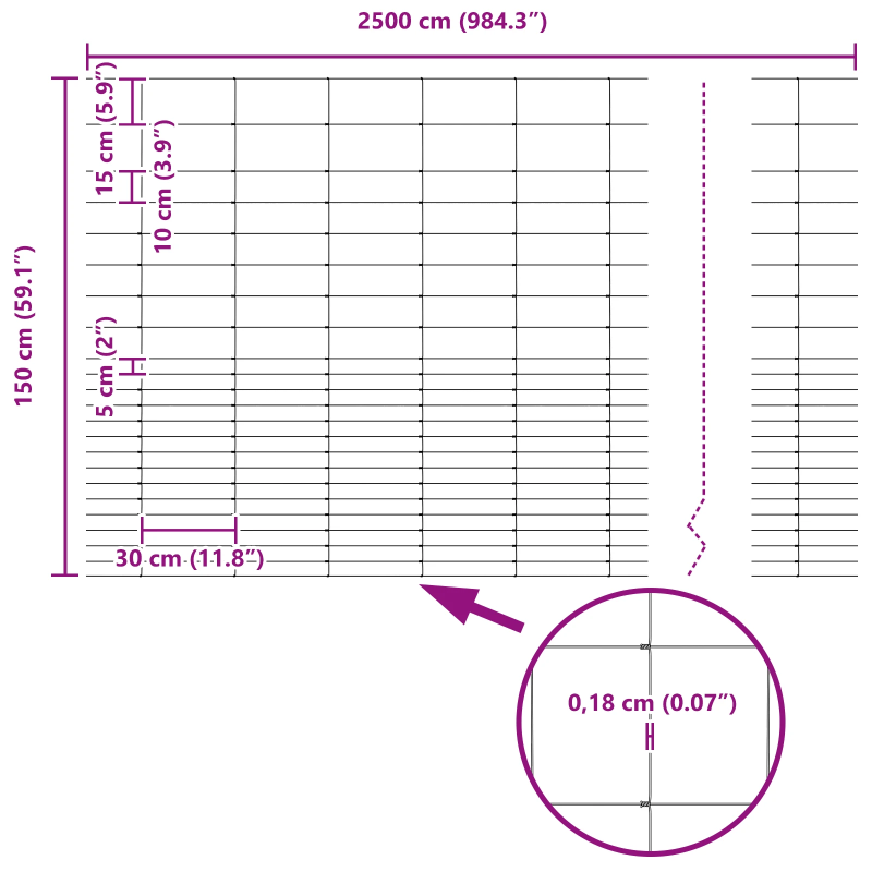 vidaXL Lauku žogs Sudraba 25 x 1,6 m Cinkots tērauds