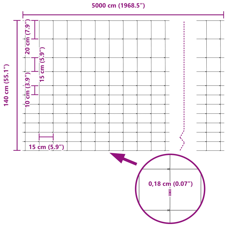 vidaXL Lauku žogs Sudraba 50 x 1,4 m Cinkots tērauds