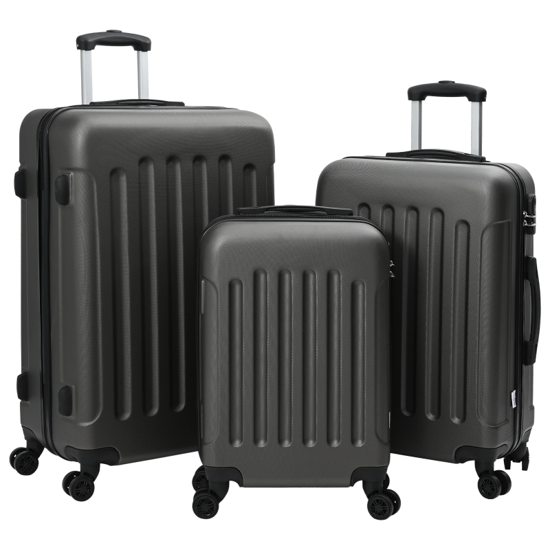 vidaXL Koferis 3 pcs Tumši pelēks 50 x 31 x 78 cm ABS plastmasa