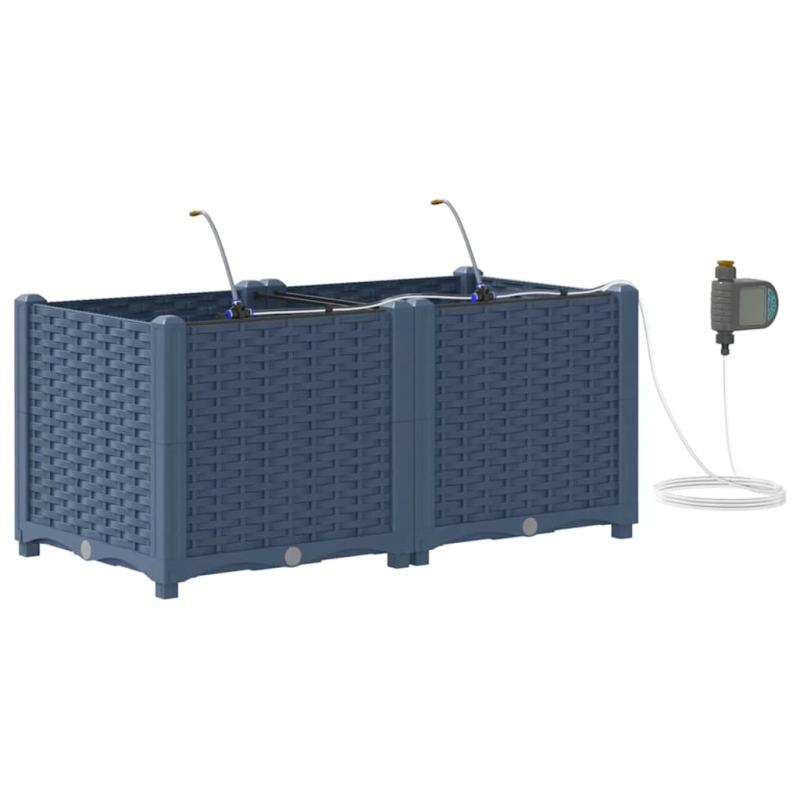 vidaXL Dārza stādītājs 2 pcs Pelēka 120 x 120 x 142 cm Tērauds