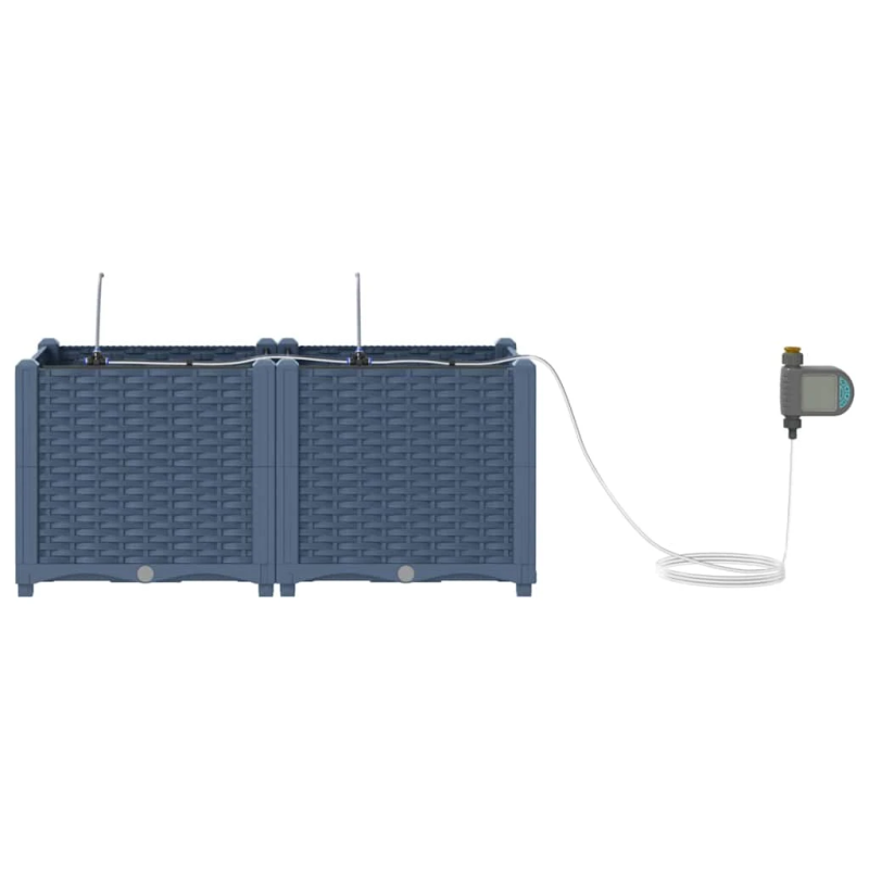 vidaXL Dārza stādītājs 2 pcs Pelēka 120 x 120 x 142 cm Tērauds