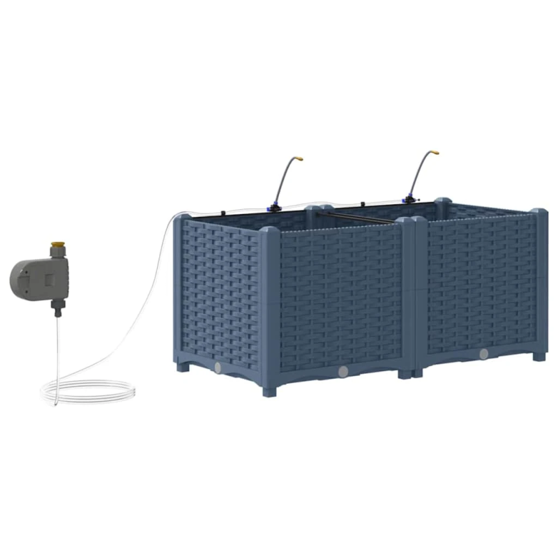 vidaXL Dārza stādītājs 2 pcs Pelēka 120 x 120 x 142 cm Tērauds