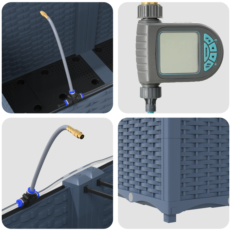 vidaXL Dārza stādītājs 4 pcs Pelēka 120 x 120 x 142 cm Tērauds