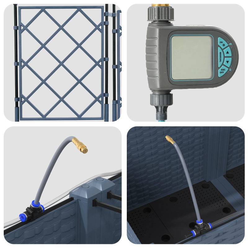 vidaXL Dārza stādītājs 2 pcs Pelēka 120 x 120 x 142 cm Tērauds