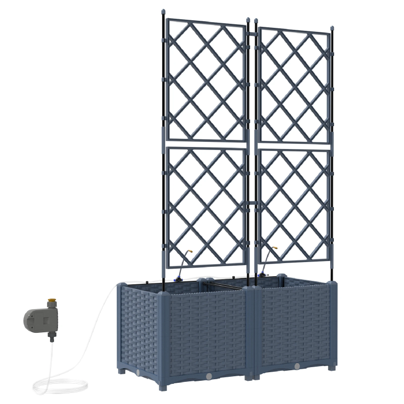 vidaXL Dārza stādītājs 2 pcs Pelēka 120 x 120 x 142 cm Tērauds