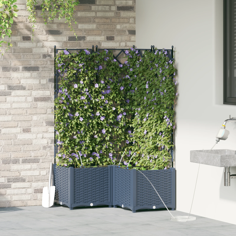 vidaXL Dārza stādītājs 3 pcs Pelēka 120 x 120 x 142 cm Tērauds