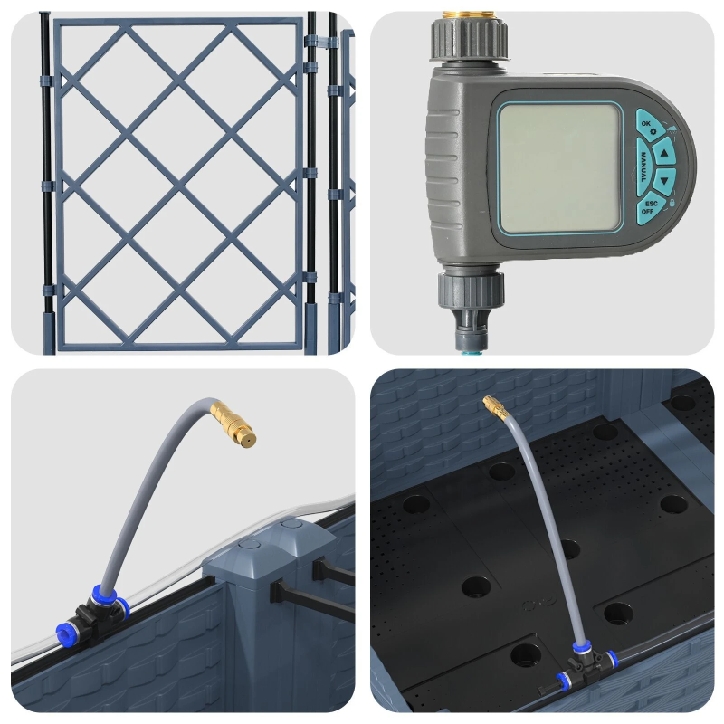 vidaXL Dārza stādītājs 5 pcs Pelēka 120 x 120 x 142 cm Tērauds