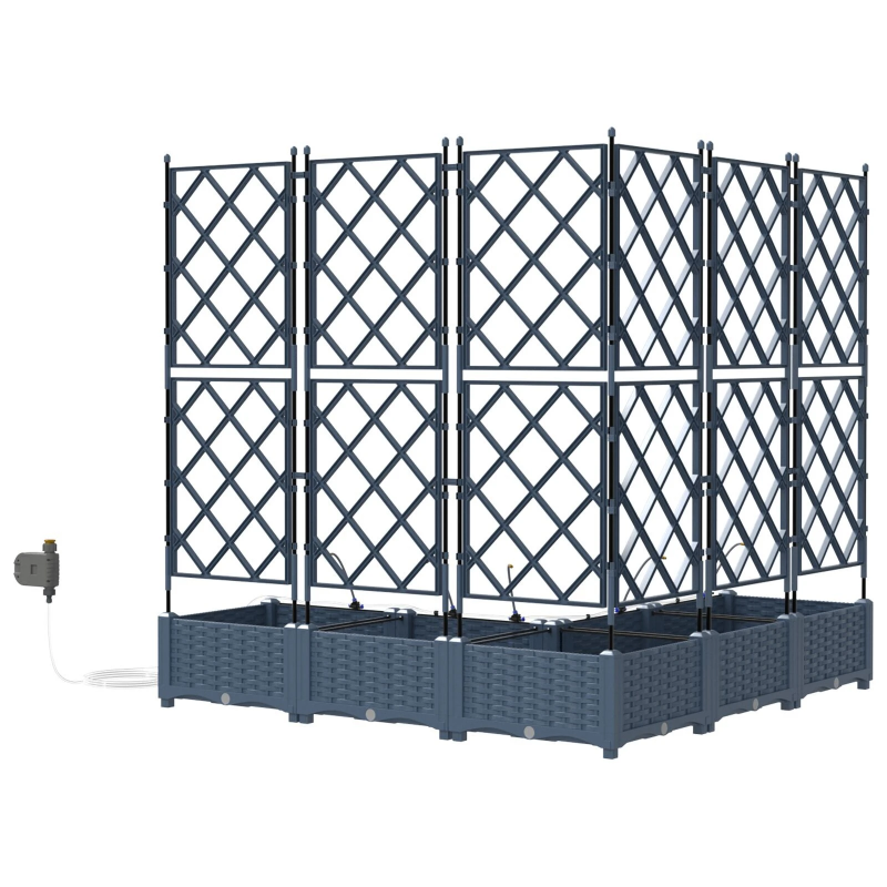 vidaXL Dārza stādītājs 5 pcs Pelēka 120 x 120 x 142 cm Tērauds