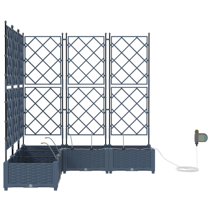 vidaXL Dārza stādītājs 5 pcs Pelēka 120 x 120 x 142 cm Tērauds