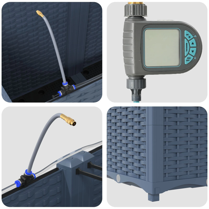 vidaXL Dārza stādītājs 4 pcs Pelēka 120 x 120 x 142 cm Tērauds