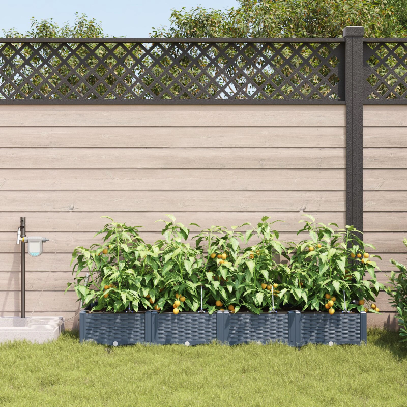 vidaXL Dārza stādītājs 4 pcs Gaiši pelēks Tērauds