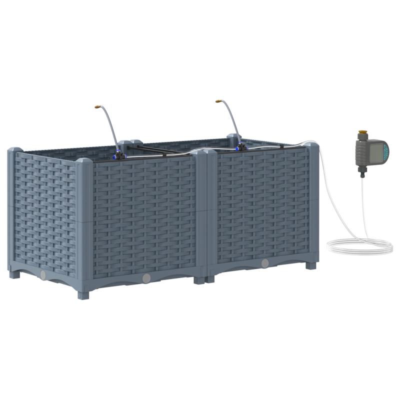 vidaXL Dārza stādītājs 2 pcs Gaiši pelēks Tērauds