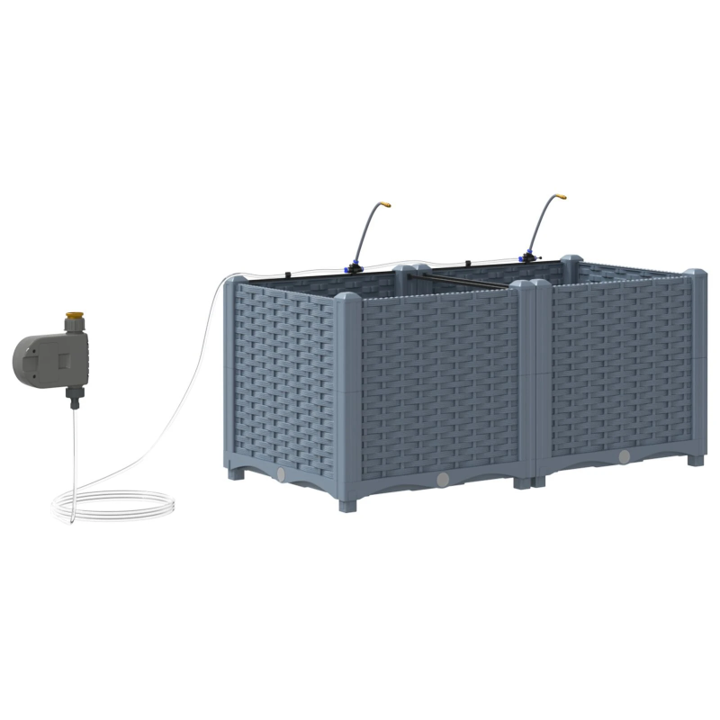 vidaXL Dārza stādītājs 2 pcs Gaiši pelēks Tērauds