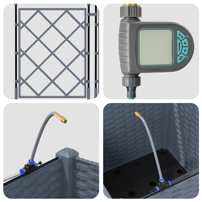 vidaXL Dārza stādītājs 2 pcs Gaiši pelēks Tērauds