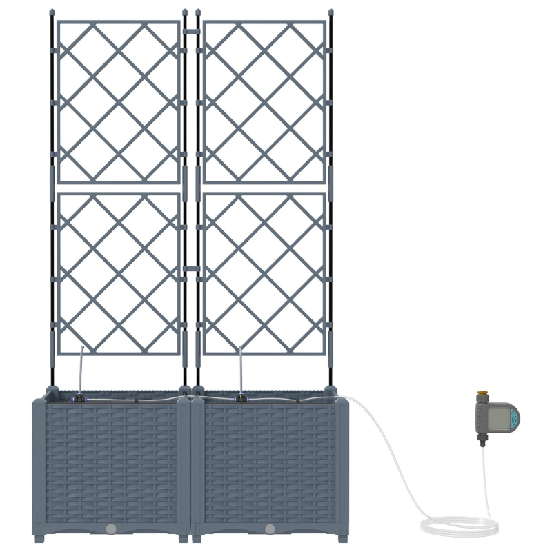 vidaXL Dārza stādītājs 2 pcs Gaiši pelēks Tērauds