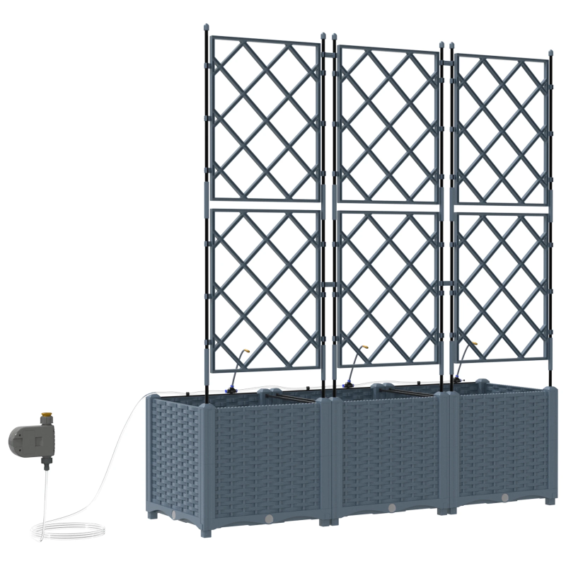 vidaXL Dārza stādītājs 3 pcs Gaiši pelēks Tērauds