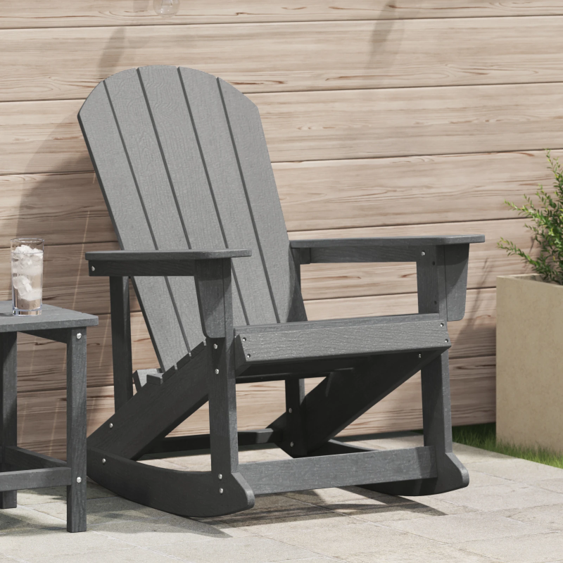 vidaXL Adirondack šūpuļkrēsls Gaiši pelēks 92 x 73,5 x 92 cm HDPE