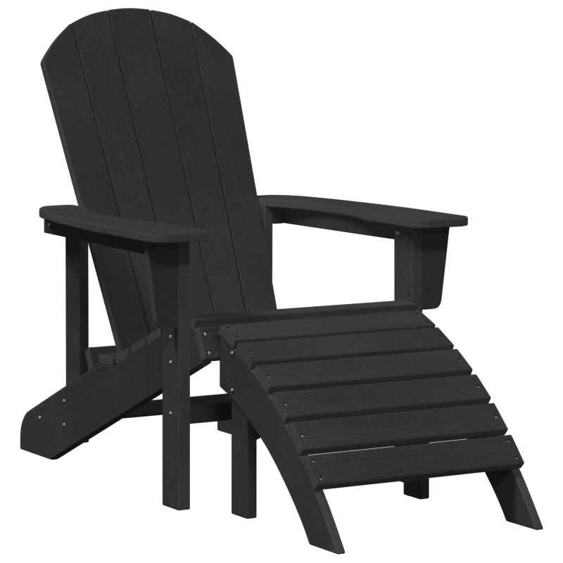 vidaXL Adirondack krēsls Melna 82 x 74 x 92 cm HDPE